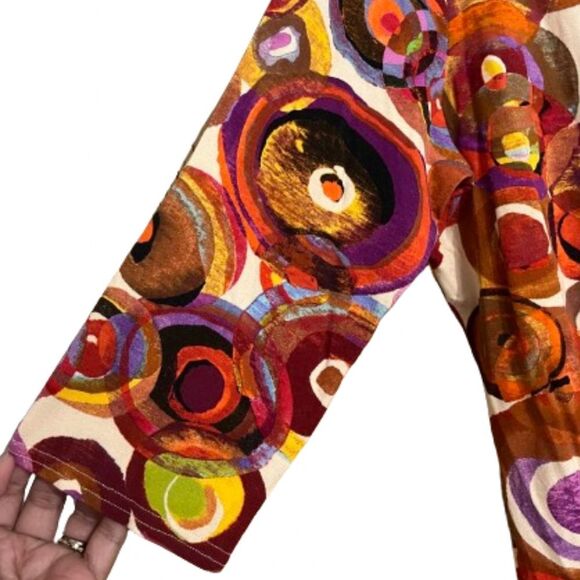 Peck&Peck Women’s Vibrant Multi Abstract Pattern Print 3/4 Sleeve Shirt Sz-PXL - Picture 4 of 5